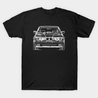 White E34 Car Sketch Art T-Shirt